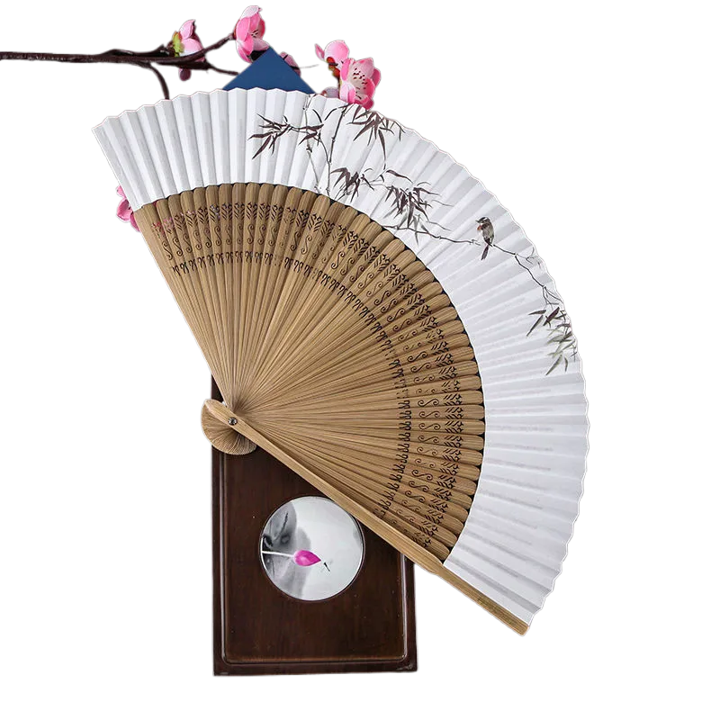 Abanicos de papel de baile, abanicos de mano portátiles Hanfu Bambou, abanico de papel exquisito Para mujeres, Ventilador de bambú clásico, Abanicos Para Boda de verano
