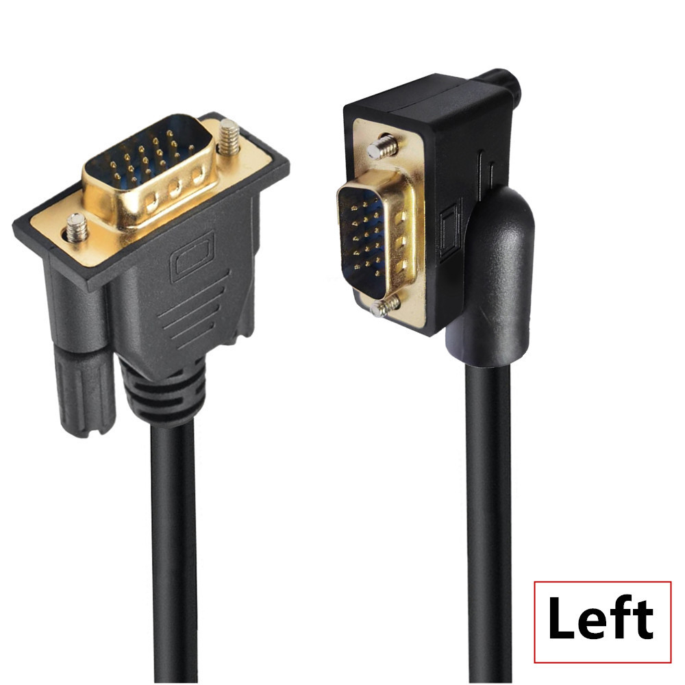 Cavo VGA 3 + 6 angolato da 90 gradi verso il basso Cavo di prolunga RGB HD da 15 spillo maschio a maschio per PC tenere sotto controllo per computer TV Proiettore 50 cm 1,5 m 3 m: Altri / 1m