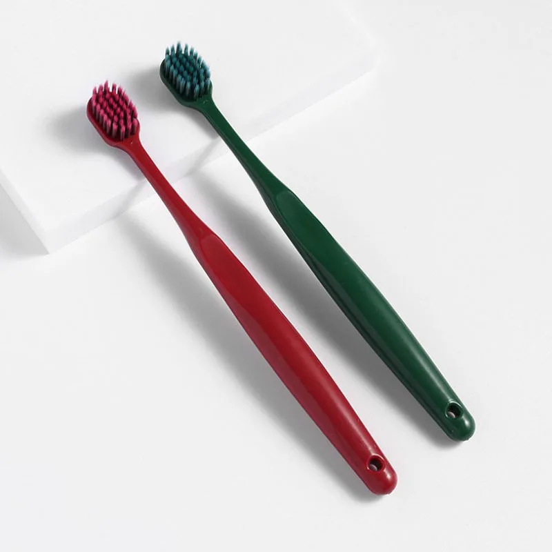 4Series Soft-haired Wide-headed Toothbrush Bamboo Whiten Brush Eco-friendly Whiten Couple PortableToothbrushes Dental Easy Using: Red