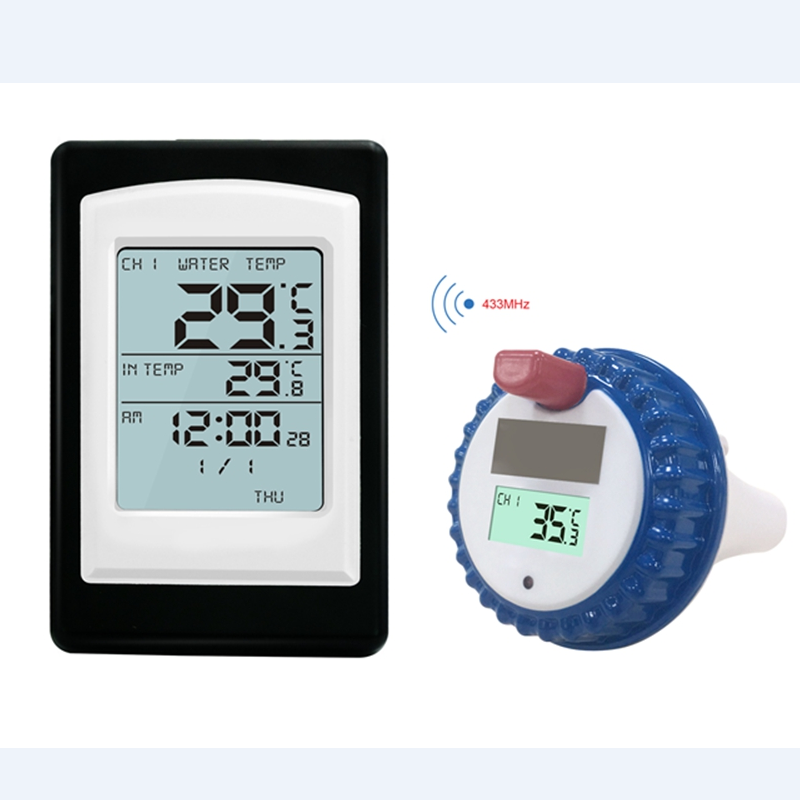 Solar Powered Floating Wireless Electronic Water Thermometer Bathroom Swimming Pool Spa LCD Temperature Monitor IP67 Waterproof: WT0124