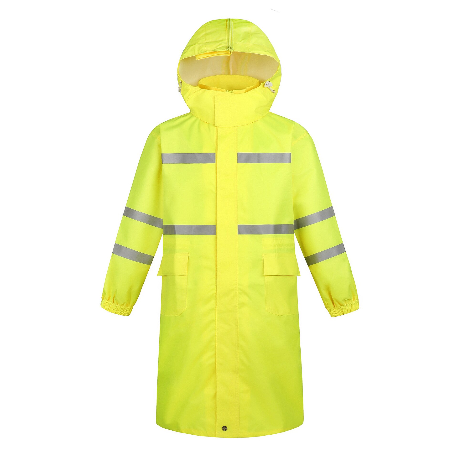 Long Fluorescent Yellow Raincoat Reflective Motorcycle Men And Women Adult Rain Wear Hooded Rain Wear Suit High Qulity Rainwear: 4XL