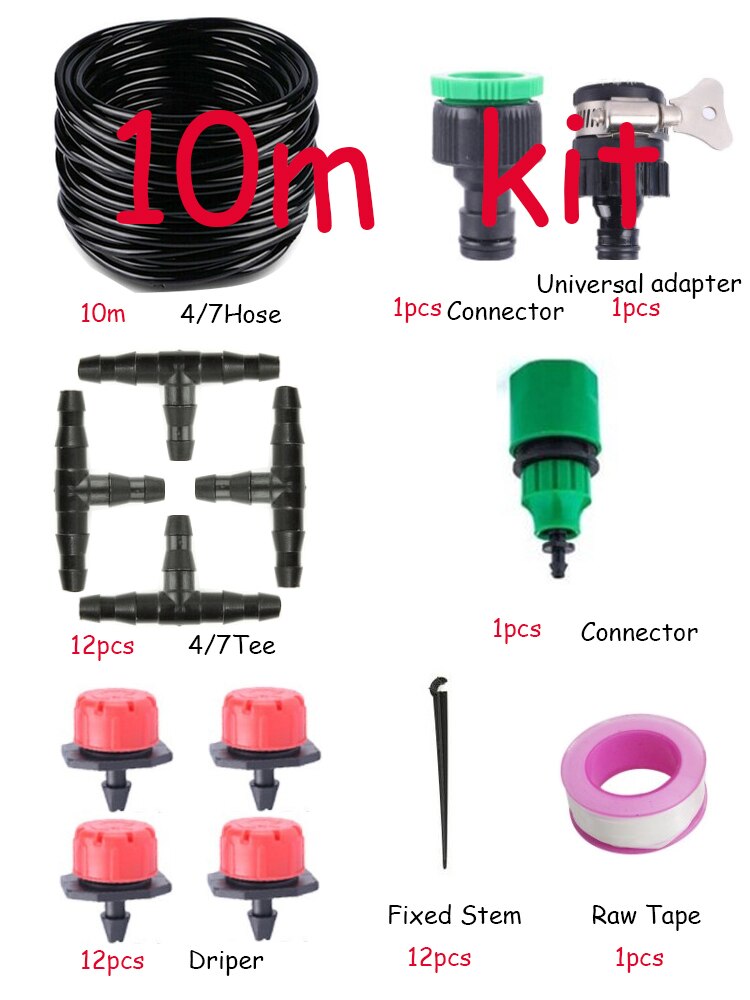 Diy Automatische Irrigatie Systeem, Tuin Watering Slang, Micro Drip Irrigatie Kit Met Verstelbare Druppelaar, Spray Koelsysteem: 10m