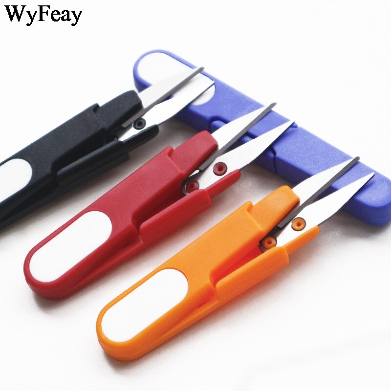 4Pcs Plastic Handle Safety Wear Cover Sewing Scissors Thread Cutter Cross-stitch U Shape Embroidery Scissors Tools for Sewing