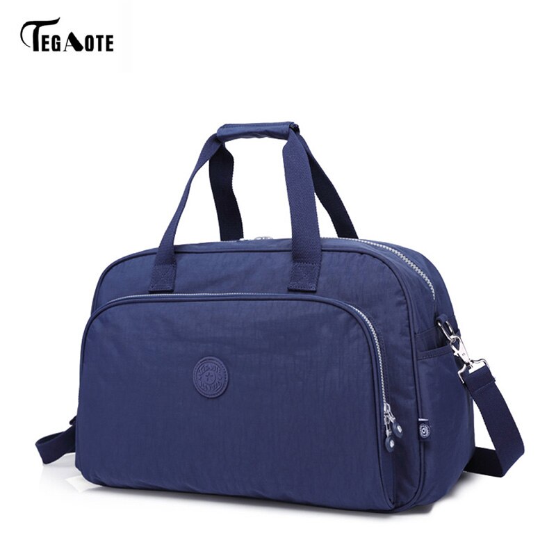 TEGAOTE herren Wasserdichte Frauen Reisetasche Große Kapazität Reise Tasche Frauen Nylon Gepäck Reise Duffle Handtaschen unisex 283: Tiefe Blau