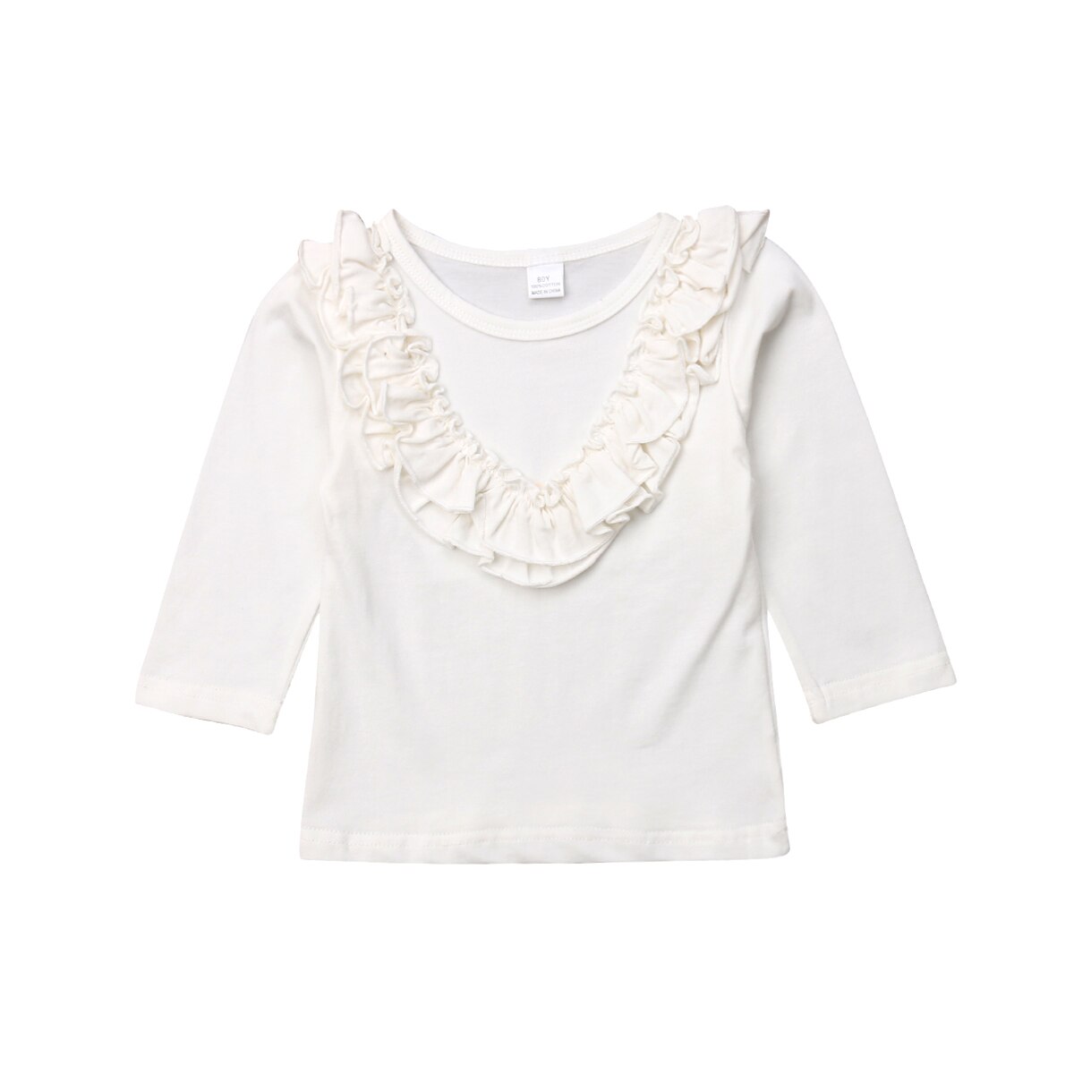 Baby Meisjes Top T Shirt Kinderen Basic Herfst Kleding Lange Mouwen Casual Solid Patchwork Tops T-shirt: WHITE / 1 to 2 Year