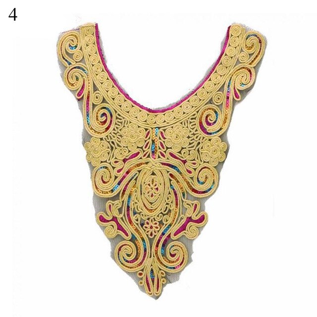 Kobiety dekolt haftowane szyi wykończenia koronki fałszywy kołnierz etniczne z pałąkiem na szyję Collarband szycia na łaty robić naszycia DIY Wykonany ręcznie wykończenia: 4