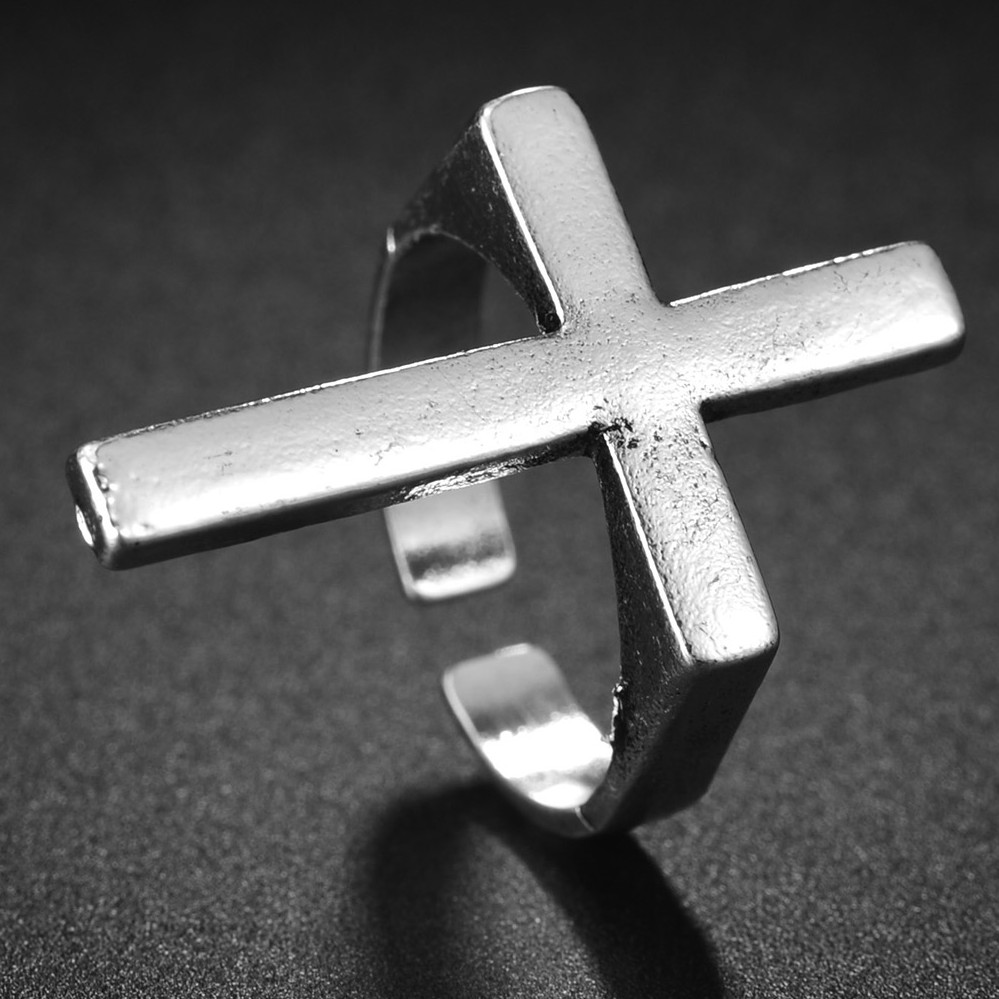 Bague croix noire Vintage pour femmes, gothique, Punk, Steampunk, jésus, pour hommes, fille et garçon, fête, bijoux masculins à la: Or
