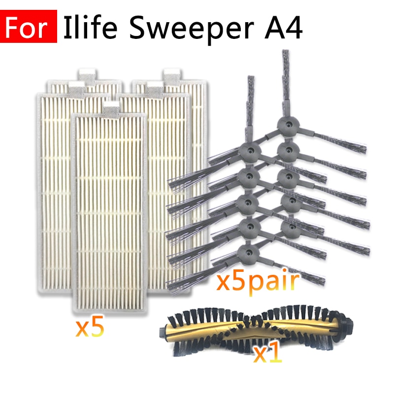 Sweeping Robot Vacuum Cleaner Spare parts for Ilife A4 Household Accessories Replacement Main Side Brush Hepa Filter Main brush
