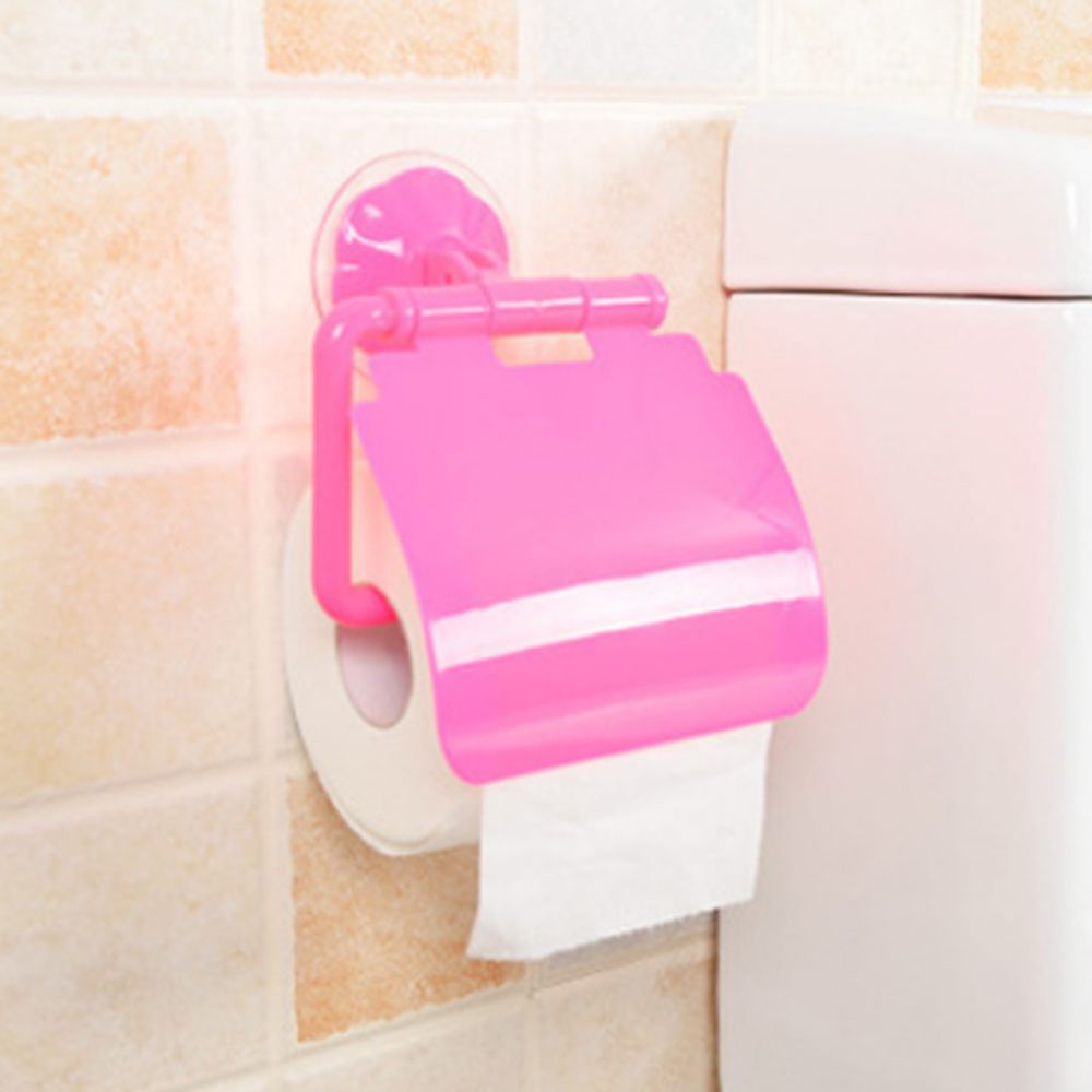 Bathroom Sucker Toilet Box Seamless Waterproof Towel Roll Paper Tube Home Kitchen bathroom Plastic Tissue Box: Pink