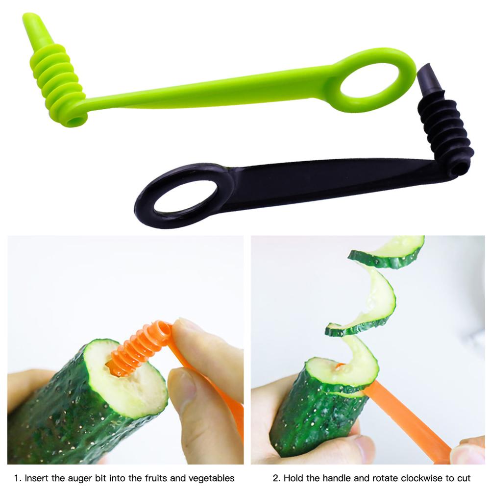2x Komkommer Spiral Slicer Groente-en Roterende Slice Multifunctionele Snijden Apparaat Creatieve Chippen Keuken Accessoires