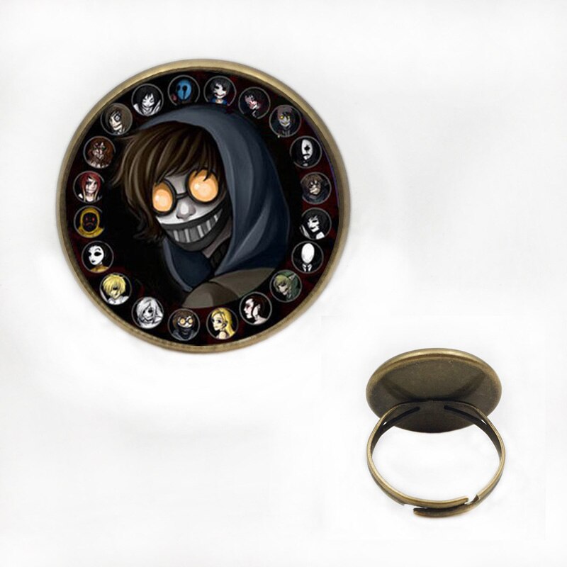 Accessory For Kids Creepypasta CREEPY PASTA TICCI TOBY Necklace Glass Bronze Pendant chain JEFF THE KILLER HZ1: 18Bronze ring18mm