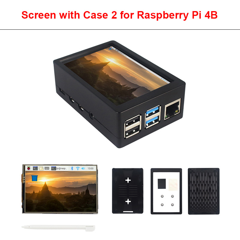 Pantalla táctil TFT para Raspberry Pi 4 modelo B, Monitor LCD de 3,5 pulgadas, 480x320, con carcasa de ABS, bolígrafo táctil para Raspberry Pi 4 Modelo B 3B + 3B: Blanco