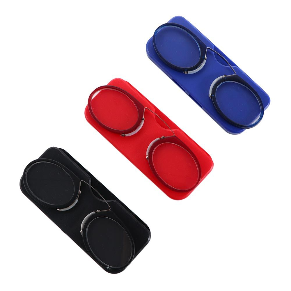 Draagbare Neus Clip Legless Presbyope Bril Leesbril Mini Vergrootglas Ultra Dunne Bril Ovaal Met Case + 10 Tot + 35