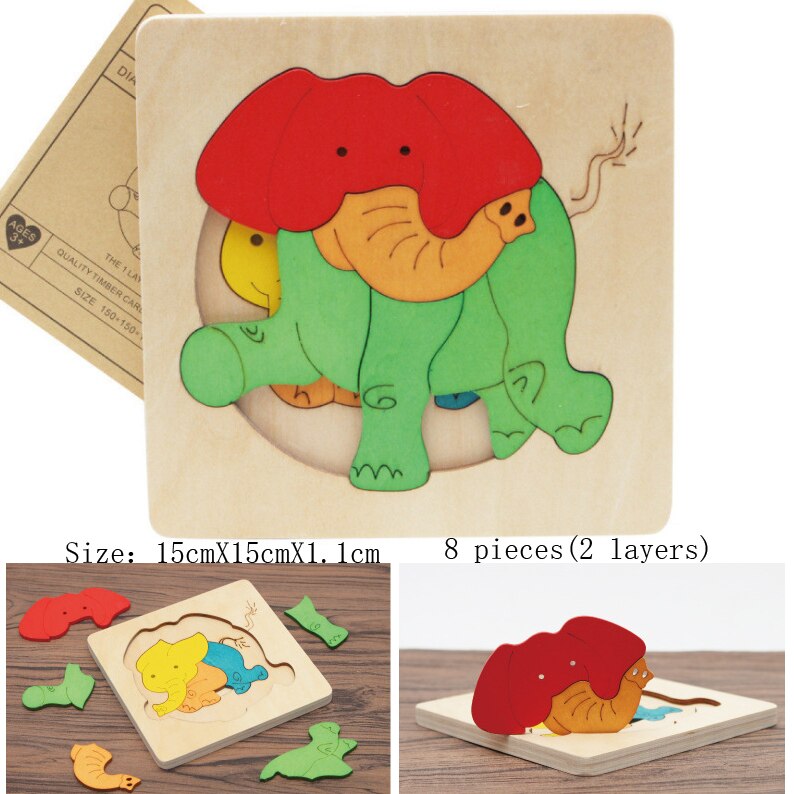 Creativo Fai Da Te A Più Strati Bambini di Assemblaggio Jigsaw Puzzle Educativi Strumenti di Apprendimento di Legno 3d Puzzle Giocattoli Del Bambino Del Fumetto Dei Capretti N027: VIOLA