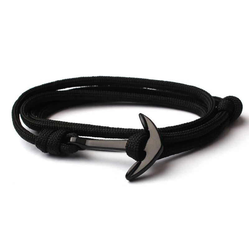 Kotwica bransoletki mężczyźni Double strand Nautical Survival Rope bransoletka Paracord kobiety czarna klamra sportowa ze stali nierdzewnej