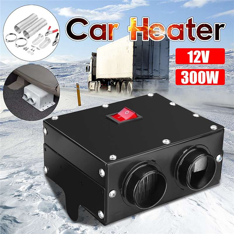 12V/24V 300W Car Fan Heater 2 Holes Heating Warmer Windscreen Defroster Demister Fan Auto Vehicle Truck Heater Defroster