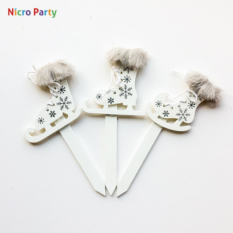 Nicro Houten 3 stks/set XMAS Cake Topper Angel Kerstman Slee Kind Verjaardag Decor DIY Home Party Decoratie # Chr67