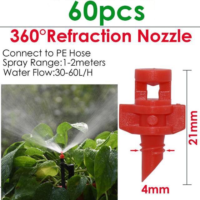 20PCS 90/180/360 Degree Angle Simple Refraction Nozzle Sprinkler Head Thread Connection Garden Tree Irrigation Mist Sprayer: A-360-60PCS