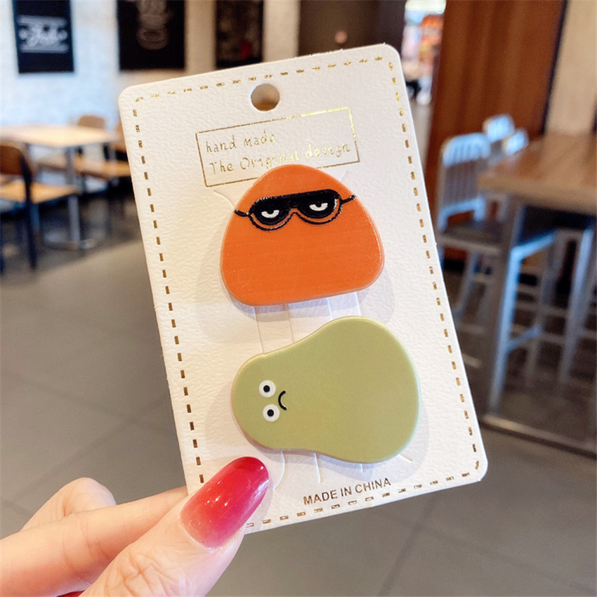 2Pcs Haar Clip Leuke Haaraccessoires Meisjes Zweet Woede Uitdrukking Haar Clips Hoofddeksels Haarspeld Leuke Vrouwen Hoofdtooi: 2