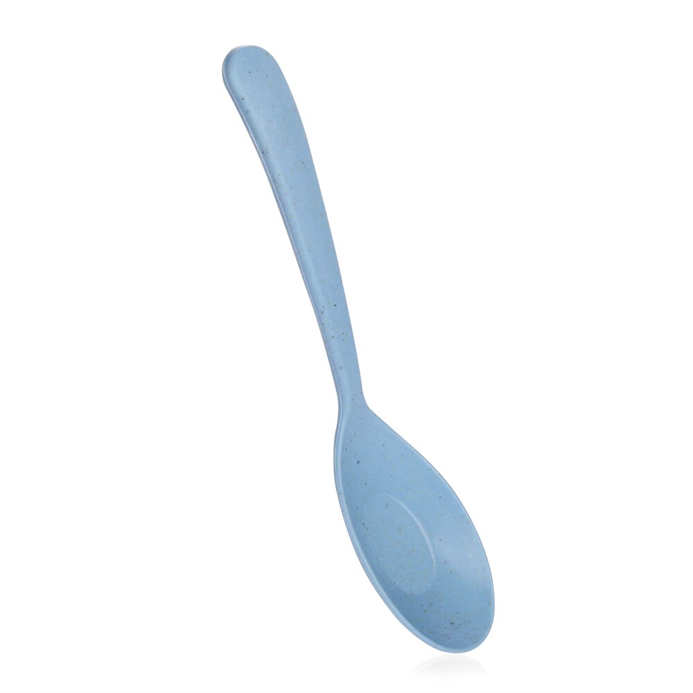 1/3 st vete halm långt handtag soppa sked barn vuxen bärbar porslin miljövänligt köksbestick: Blå / 1pc