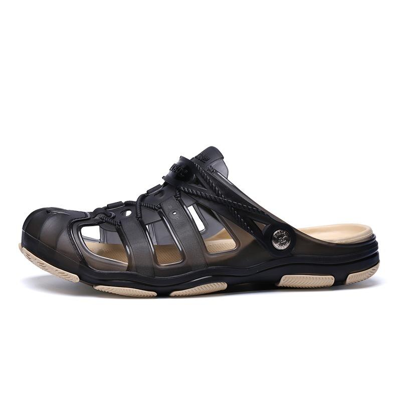 Tuin Slippers Water Schoenen Mannen Lopen Hollow Zomer Strand Aqua Slipper Outdoor Zwemmen Sandalen Tuinieren Schoenen: Black / 9