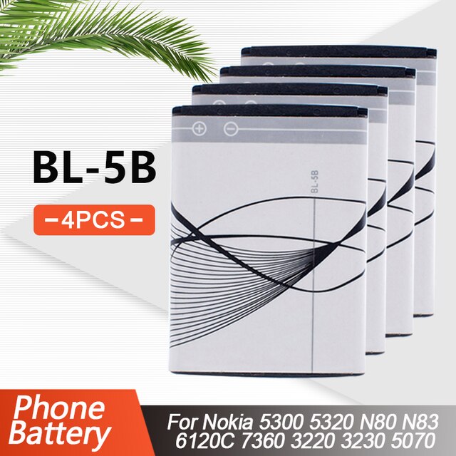 1-5pcs 890mAh BL-5B BL5B BL 5B Lithium Phone Battery For Nokia 5300 5320 N80 N83 6120C 7360 3220 3230 5070 5208 Replacement Cell: 4PCS