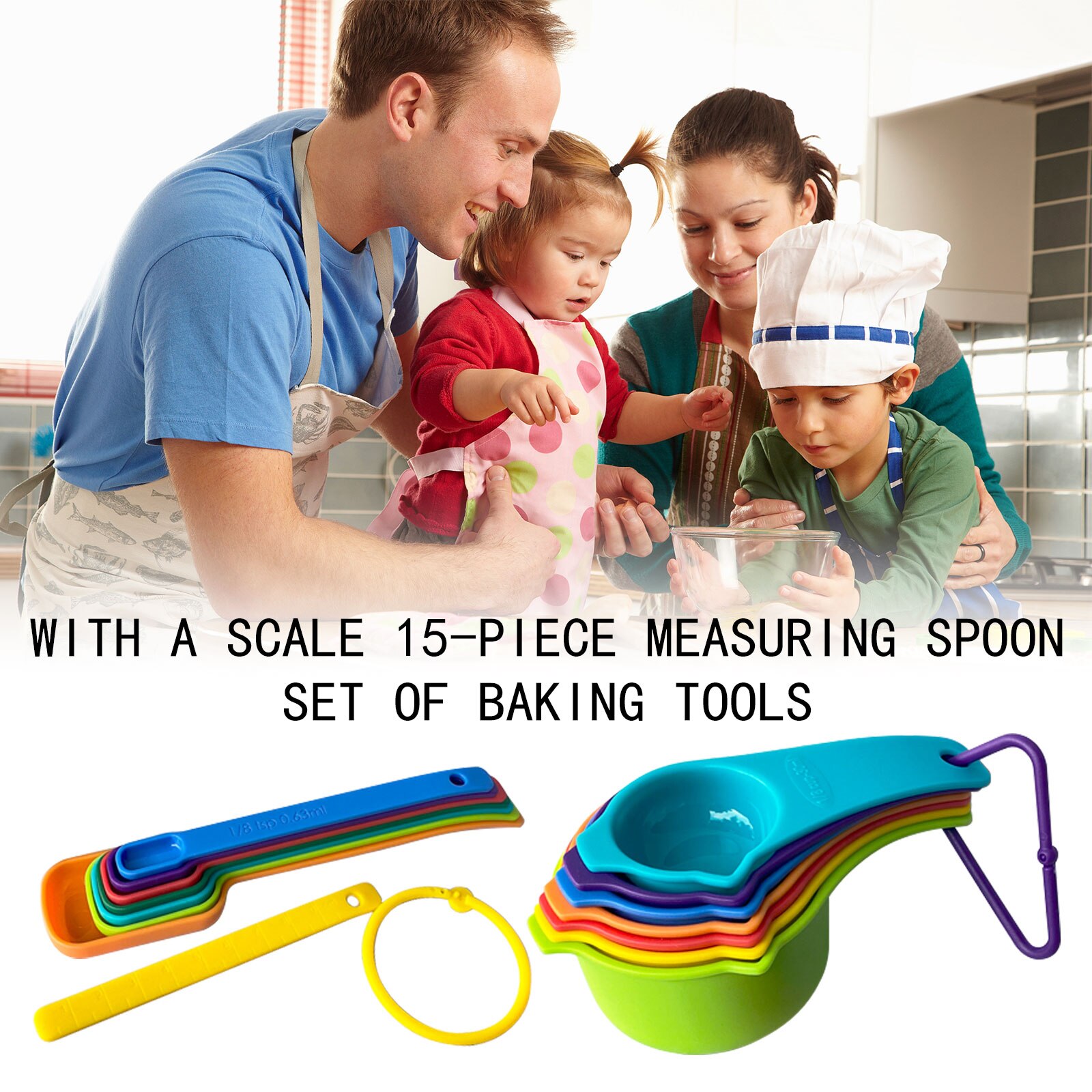 Plastic Measuring Cups and Spoons Set Measure Spoon with Handle BPA Free Cooking Measuring Tools Baking Utensils Kitchen Supplie