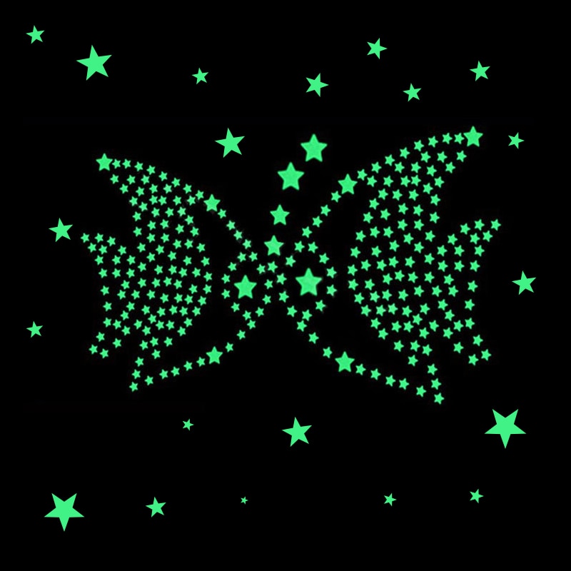 100PCS Phosphorescent Star Wall Stickers Luminous Fluorescent Wall Decals Stars Glow Stickers Luminous In Dark Night