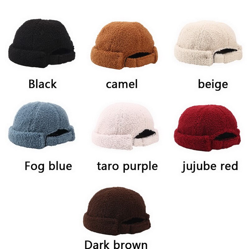 Vinter varm hip hop beanies kvinder hat vasket retro kraniet cap justerbar brimless hat åndbar beanie hat sømand cap