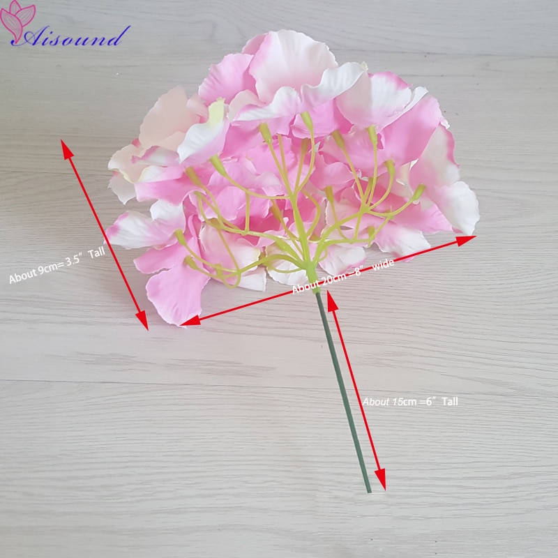 10 Stuks 20Cm Grote Zijden Hortensia Bloem Stem Bloemen Tak Voor Bruiloft Decoratie Diy Bloemen Muur Levert