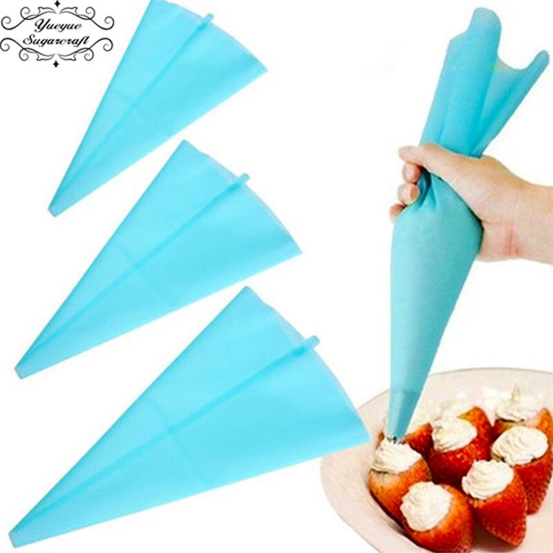 Yueyue sugarcraft 3 st tårta/gräddpåse silikonglasyr rörgrädde konditorivaror munstycke tårta dekorera bakning dekorationsverktyg