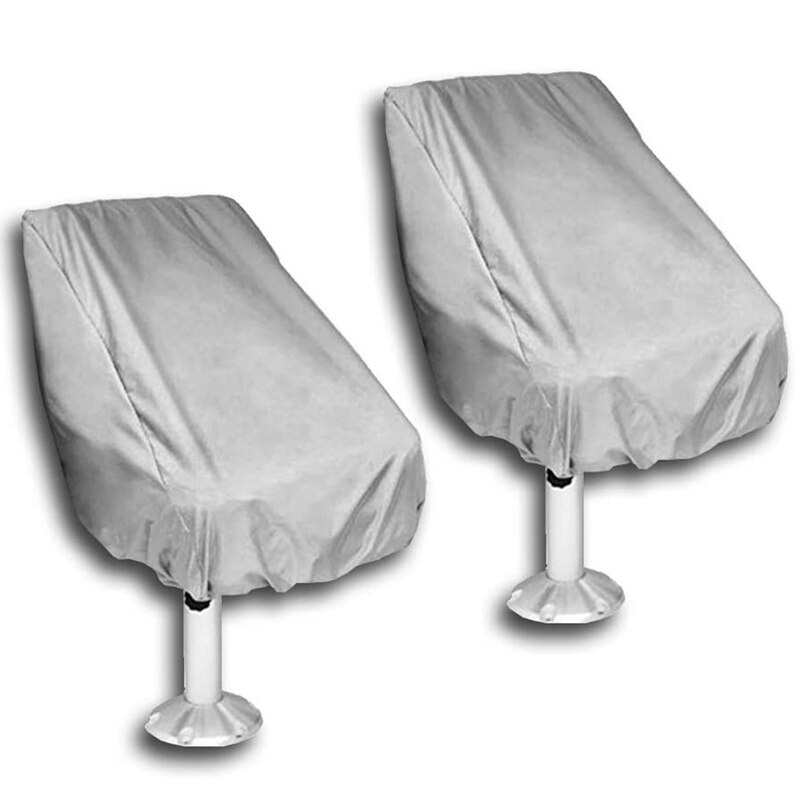 2 Pack Boat Seat Cover, Outdoor Waterproof Pontoon Captain Boat Bench Chair Seat Cover, Chair Protective Covers