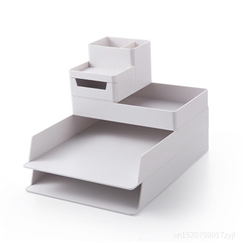 Aqua stablet skrivebordspapir skuffe  a4 fil arrangør dokumentbakker akryl kontor desk tilbehør papirvarer arrangør: 211 hvide