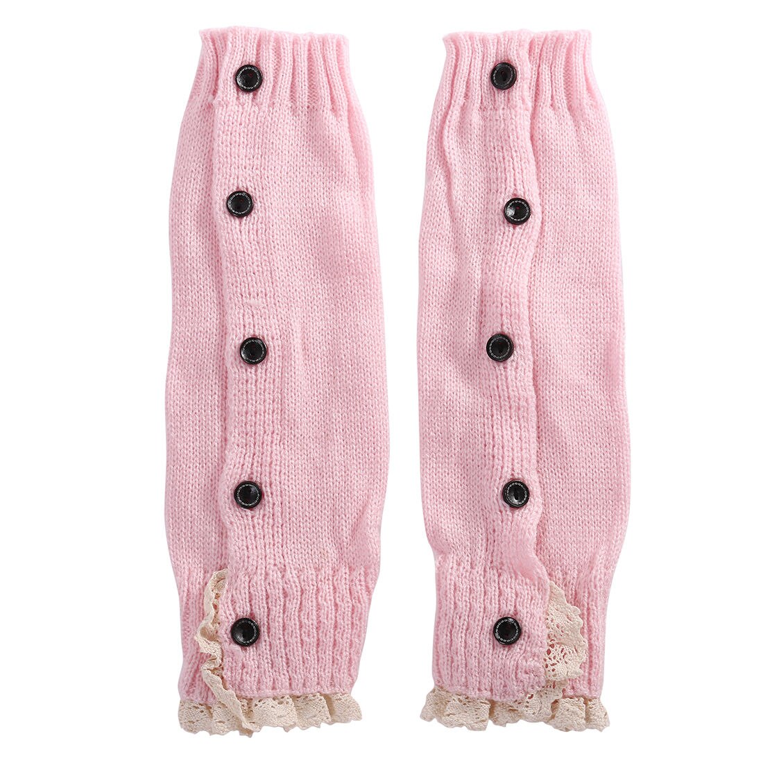 Pudcoco Girls Kids Cable Knit Ribbed Lace Frills Leg Warmers Legwarmers 8 Colours: Pink