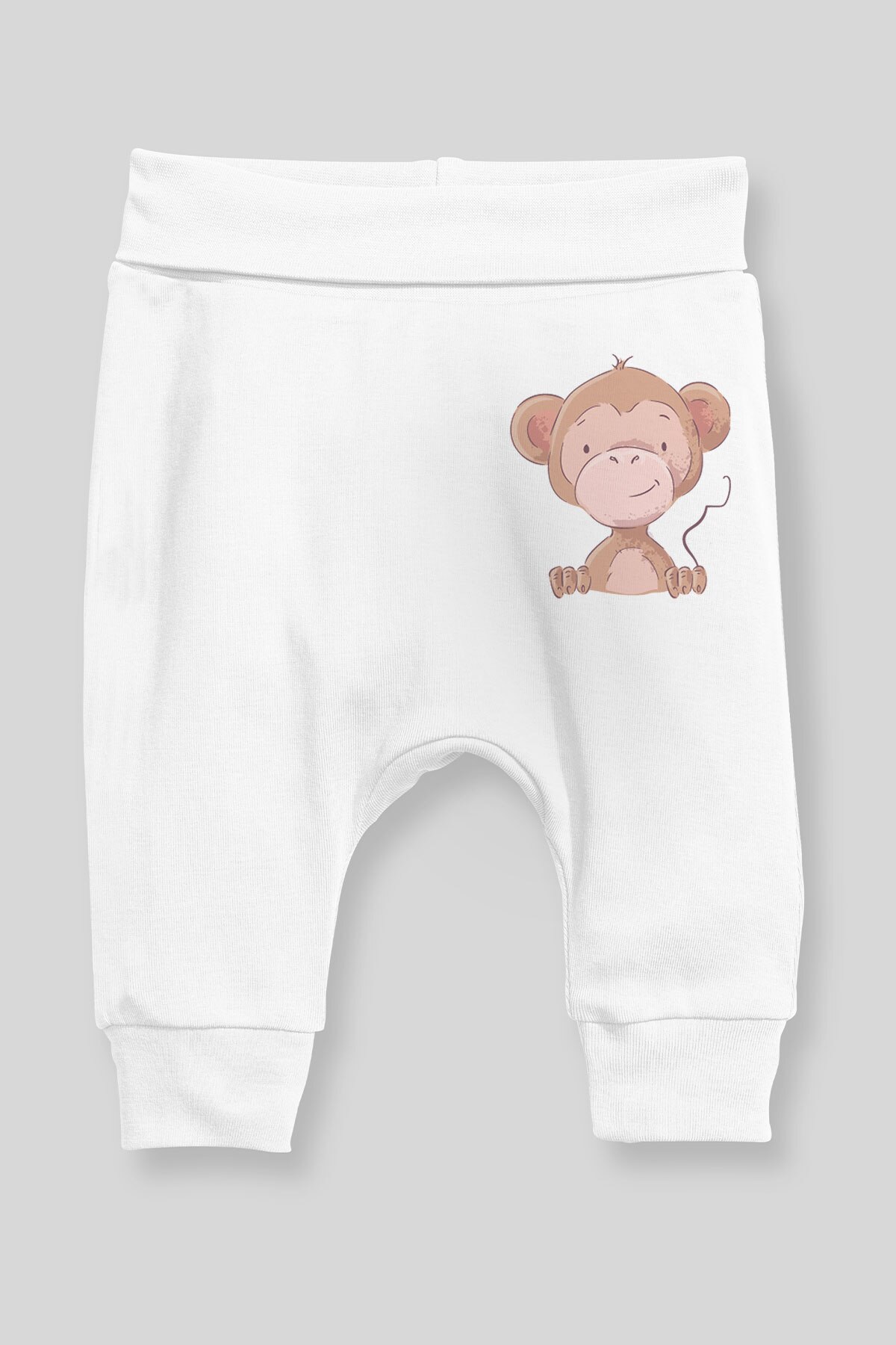 Angemiel Baby Lächelndes Affe Baby Junge Pluderhosen Pantalon Weiß