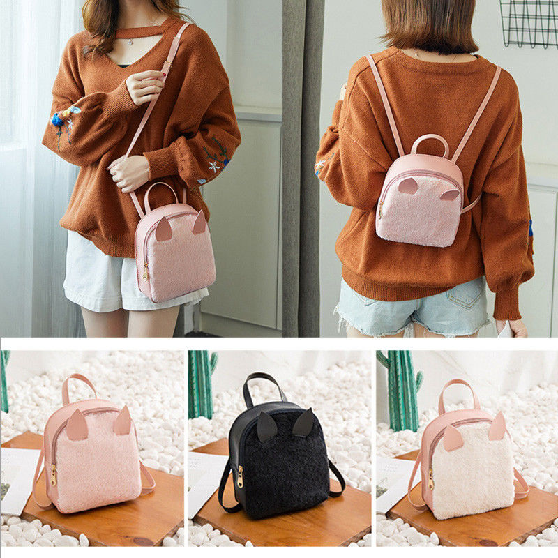 nouvelle femmes sac à dos femmes mignon chat oreille sacs solide concepteur Style sac à bandoulière dames avec oreille en cuir PU