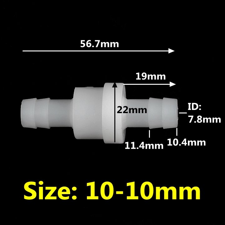 1Pcs 4/ 6/ 8/10/12mm Plastic One Way Inline Check Valve Gas Air Liquid Water Fluids Valve Aquarium Soft Pipe One-way Valve: 1pcs / 10mm