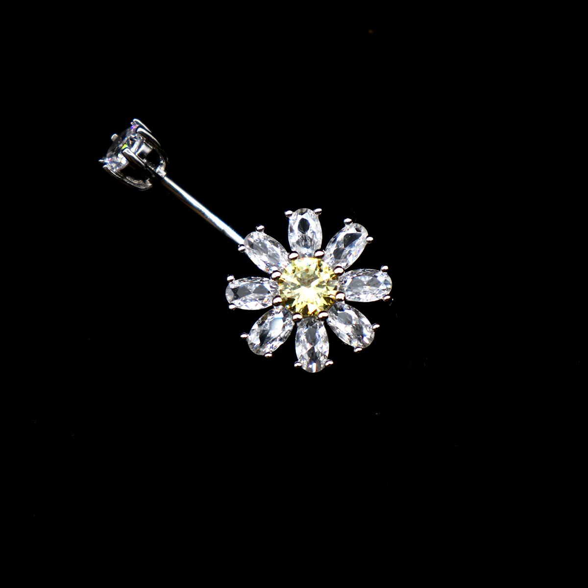 Blume Nabel durchbohren Bauchnabel Ringe Gänseblümchen Chrysantheme Silber 925 Körper Schmuck Für Frauen Stange 6 8 10 MM neue