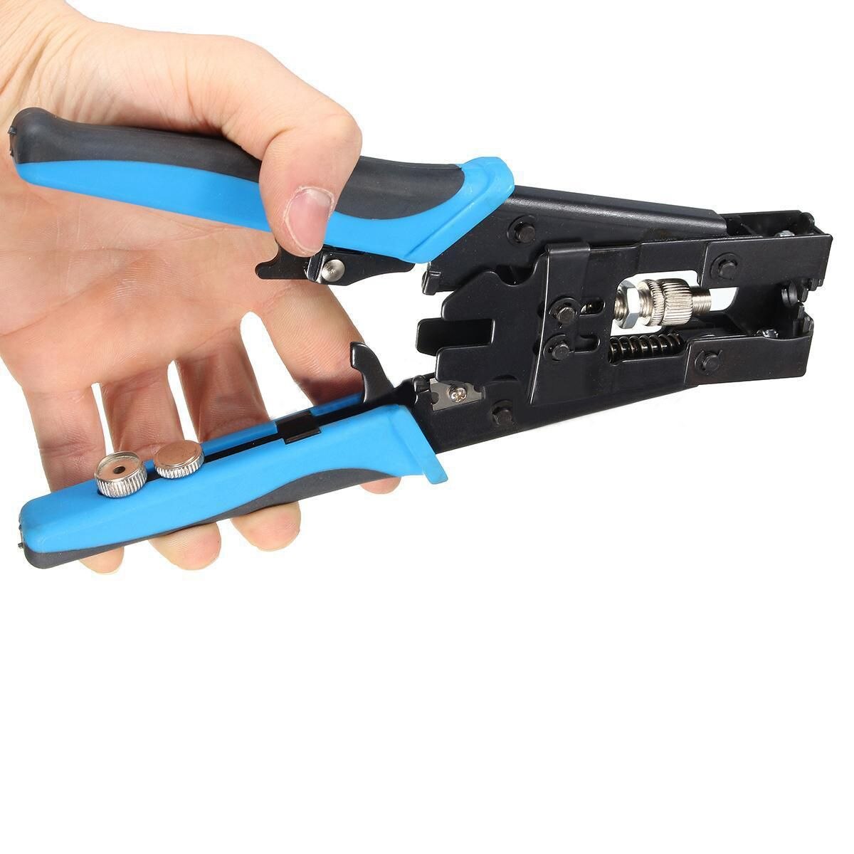 Detail 1pc holdbare coax kompression crimper værktøj bnc/rca/f crimp connector  rg59/58/6 kabel wire cutter justerbar crimp tang