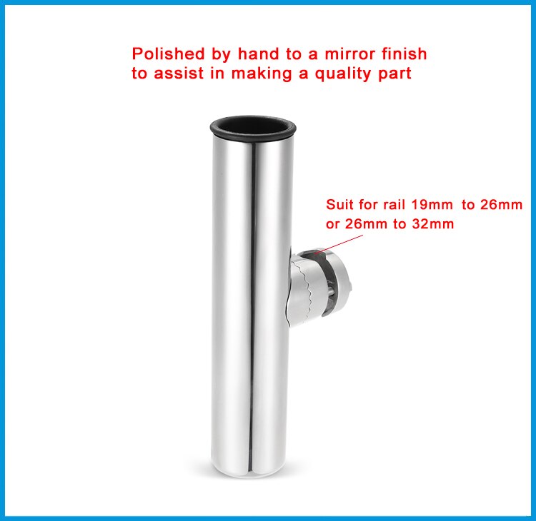 Rail Mount stainless steel 316 fishing rod rack holder pole bracket support with clamp on 3/4 to 1-1/4 inch marine boat hardware