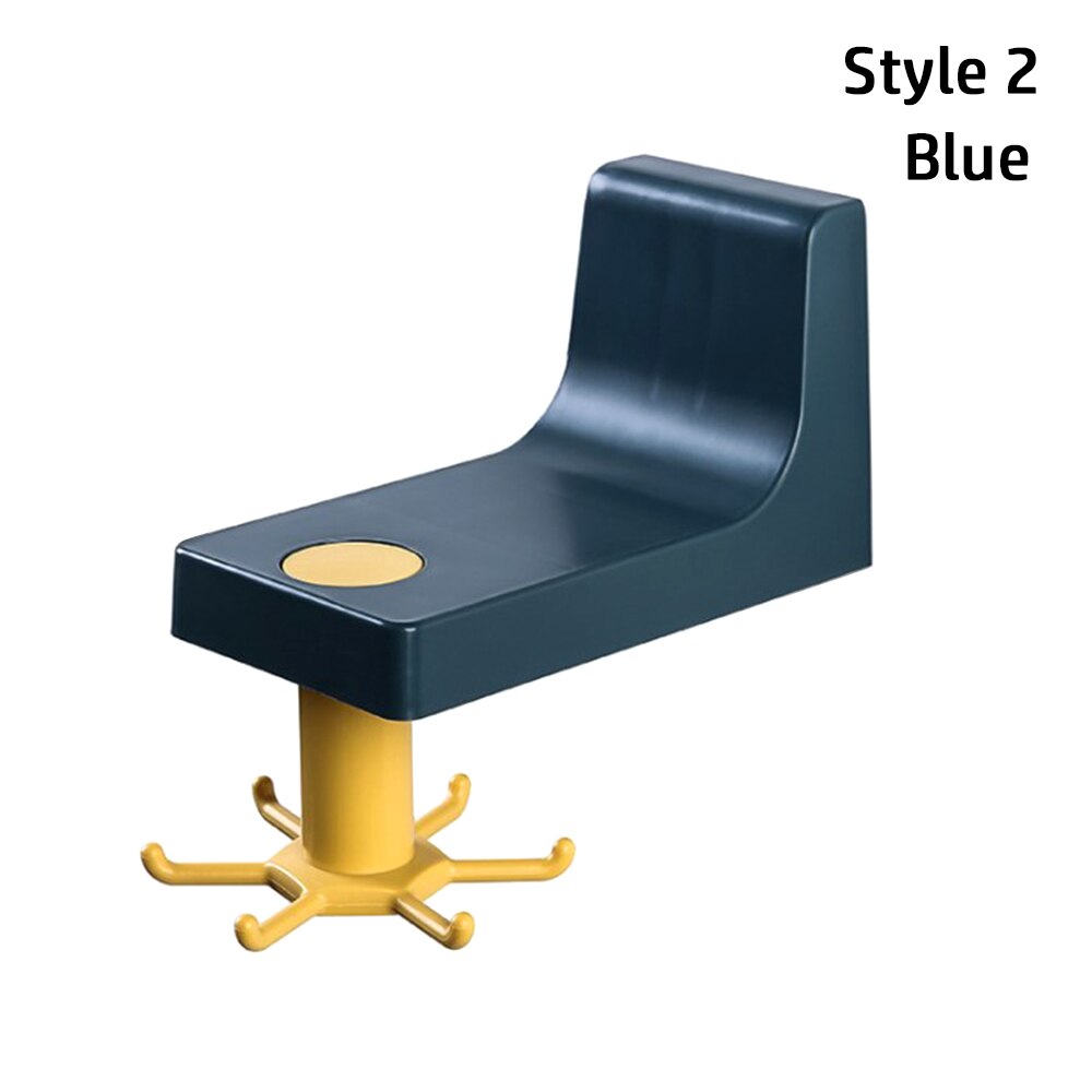 Retractable Rotating Hook Kitchen Accesorios Storage Bathroom Organizar Storage Rack Rotated Holder Wall Mounted Hanging Hook: Blue style2