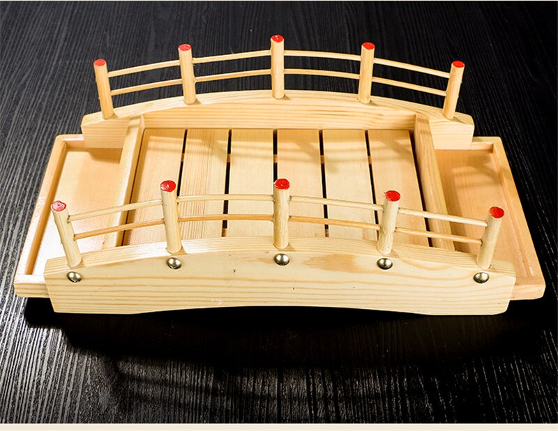 Japansk sushi træbåd bue sushi brobåde sashimi fad madlavning tøris fad drage båd sushi fad