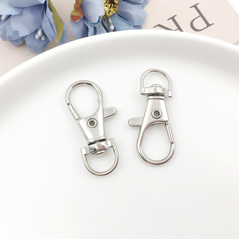 Ganchos de broche de langosta chapados en oro de aleación de Zinc clásico, para bricolaje, llavero, collar, pulsera, accesorios para hacer joyas, 6 colores, 10 unids/lote: L / Blanco