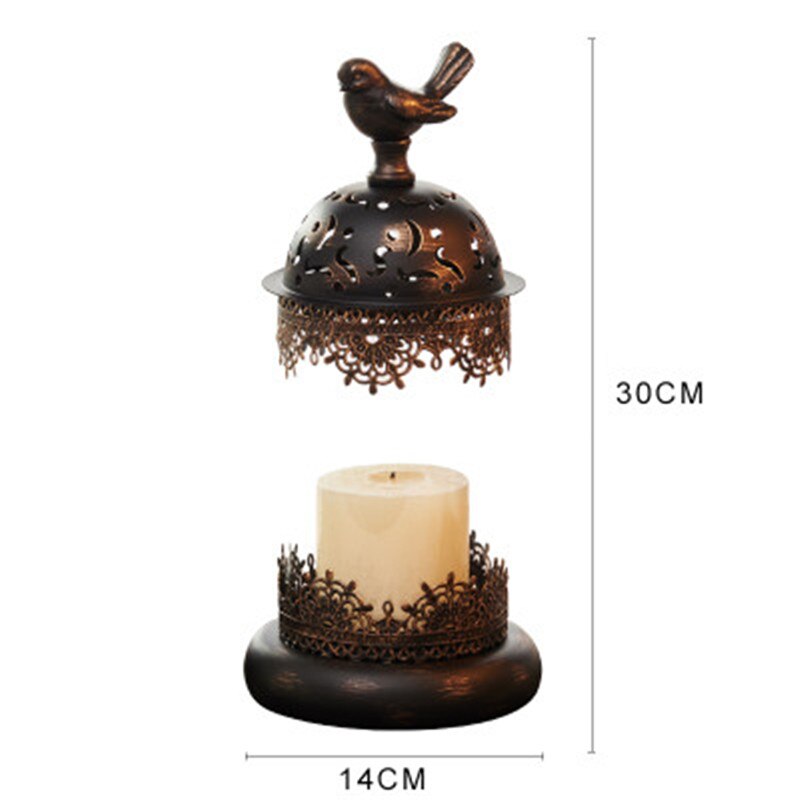 Vogelkooi Ijzeren Kandelaar Glas Kaars Stand Lantaarn Europa Marokkaanse Holle Kaars Stok Stand Bruiloft Decor X4943: C