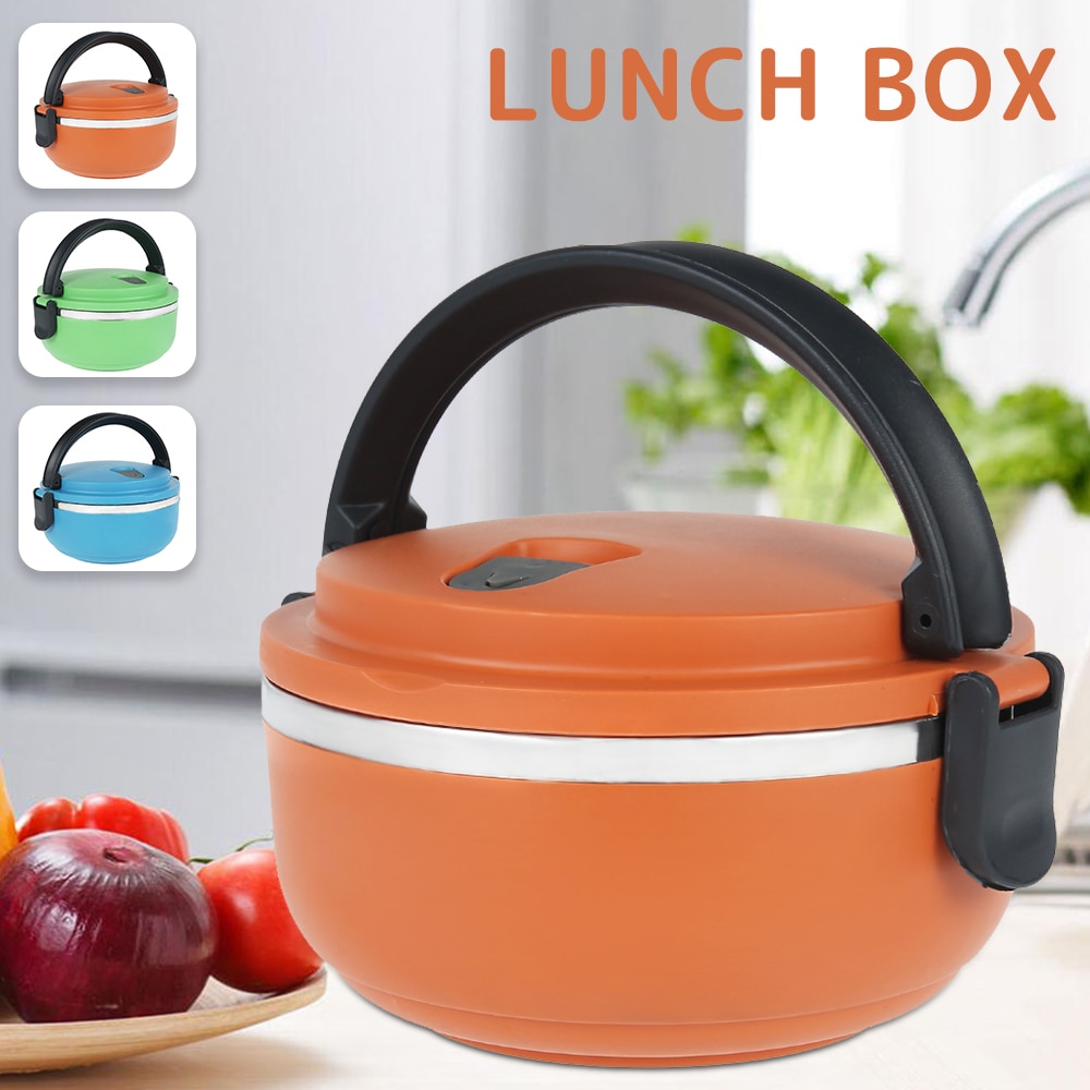 1Layer Rvs Isolerende Thermische Lunchbox Bento Kantoor Servies Picknick Voedsel Opslag Container Lekvrij Thermos Lunchbox