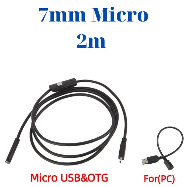 Endoskop Kamera für Android Telefon PC Flexible Kabel 7mm 5,5mm IP67 Wasserdichte Micro USB C Industrie: 7mm 2M