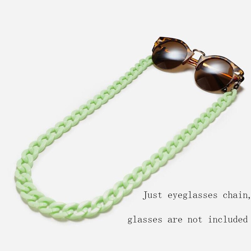 Leopard Acrylic Sunglasses Chain Women Reading Glasses Hanging Neck Chain Largand Glasses Chain Eyeglasses Strap: Light Green