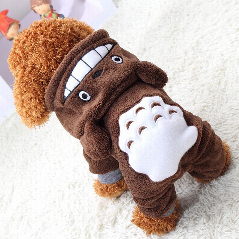 Pet Cat Clothes Funny Dinosaur Costumes Winter Warm Plush Cat Coat Small Cat Kitten Hoodie Puppy Dog Clothes: Brown / XS