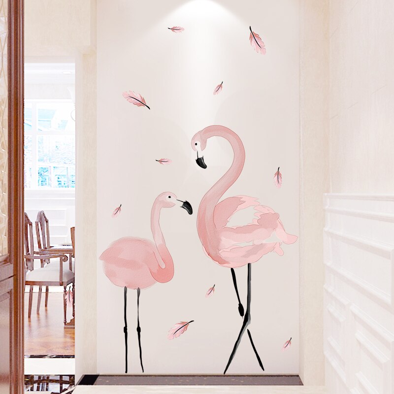 flamingo dyr veggklistremerker gjør-det-selv rosa fugler veggdekor til stue låve soverom barnehage hjem dekorasjon