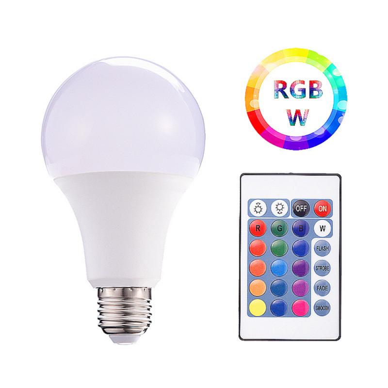 E27 Lamp Smart Control Dimbare Kleur Veranderende Led Slimme Lamp Lamp + Ir Afstandsbediening Rgbw Led Lamp 85-265V